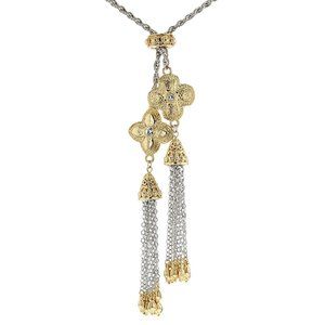 Paula Dean White Crystal Two Tone Bolo Necklace